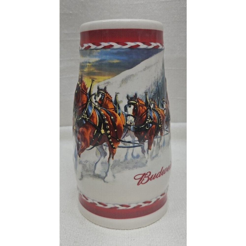 Budweiser Holiday Stein Collection 2010 "Dashing Through The Snow" Beer Mug - Picture 2 of 14
